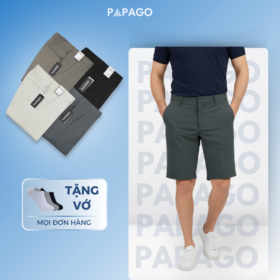 [MỚI] Quần Short Nam PAPAGO, Quần Ngố Cao Cấp Chất Mềm Đẹp Trung Niên - P25QS002