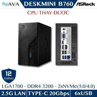 ASRock DeskMini B760 LGA1700 DDR4-3200, 2x M.2 NVMe, USB-C 3.2 Gen2, WiFi