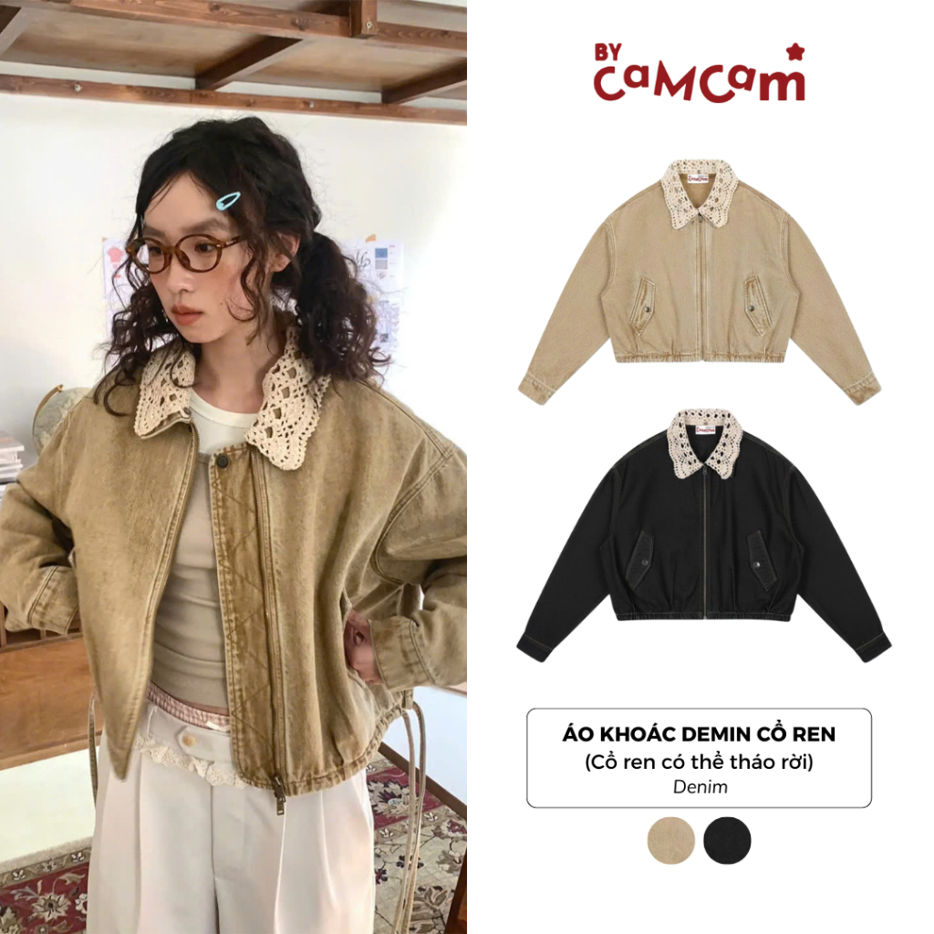 Áo Khoác Denim Mặc 2 Kiểu 𝑩𝒚𝒄𝒂𝒎𝒄𝒂𝒎 Áo Khoác Jean Dày Dặn Thu Đông 2025 AKHD318