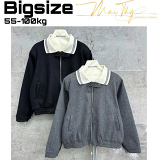  Áo Khoác Dạ Cổ Bo Len BigSize 