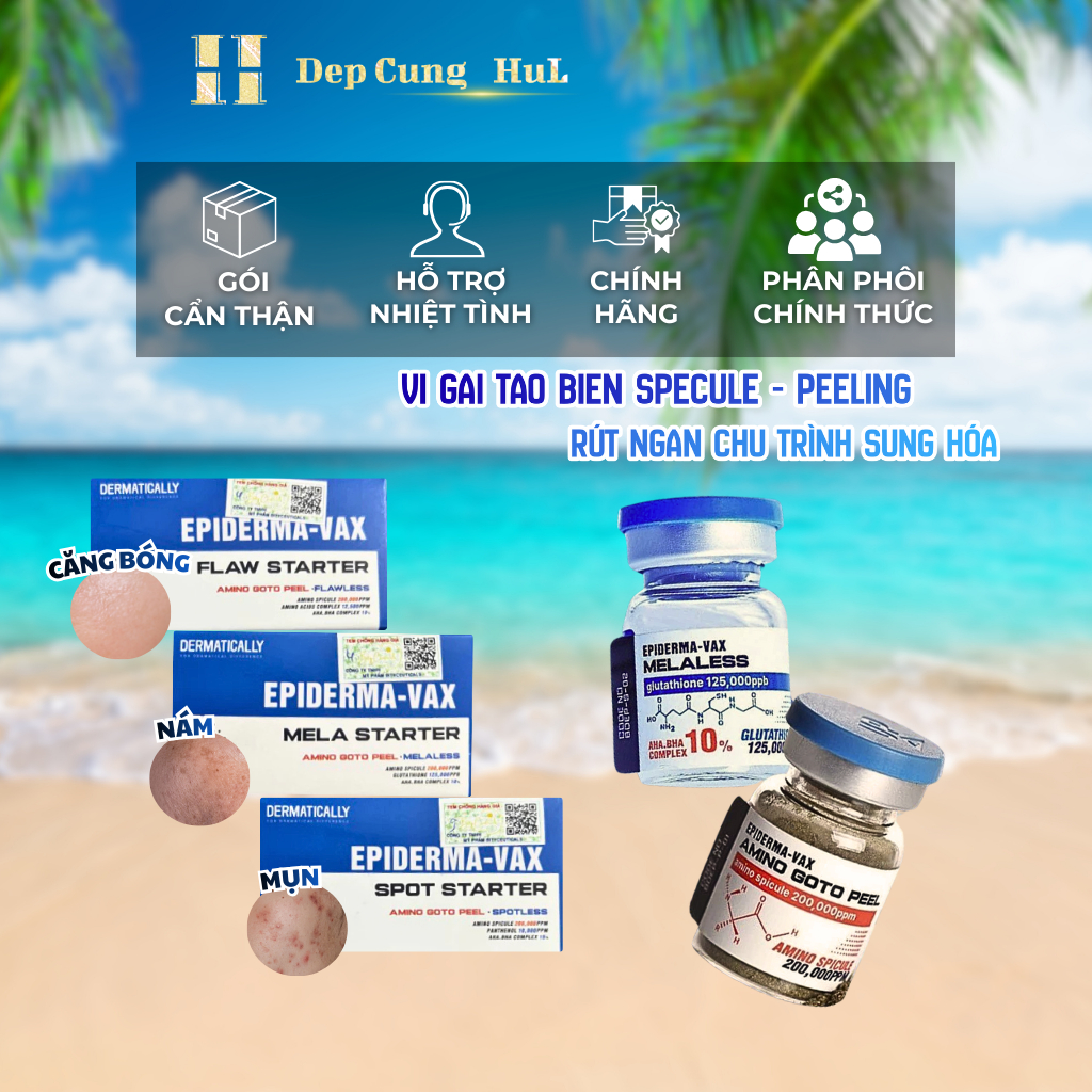 Vi gai tảo biển Peel bong da Dermatically Epiderma - Vax (Hộp gồm 2 lọ)