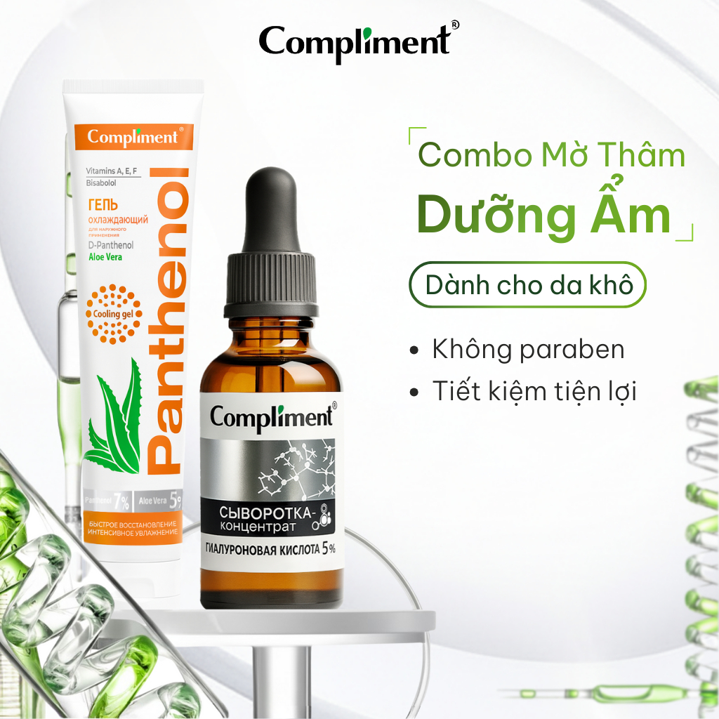 Combo Serum HA + Kem Dưỡng B5 Compliment Cấp Ẩm, Làm Dịu, Phục Hồi Da Khô Nhạy Cảm