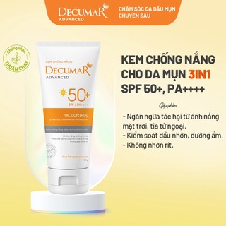 Kem Chống Nắng Ngăn Ngừa Mụn Decumar 50g Kiềm Dầu Thẩm Thấu Nhanh SPF 50+ PA++++ 