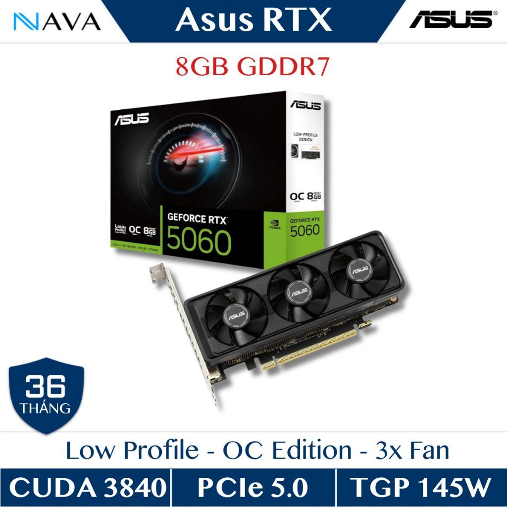 ASUS GeForce RTX™ 5060 LP BRK 8GB GDDR7 OC Edition RTX5060 - O8G - LP - BRK,Low Profile mạnh mẽ