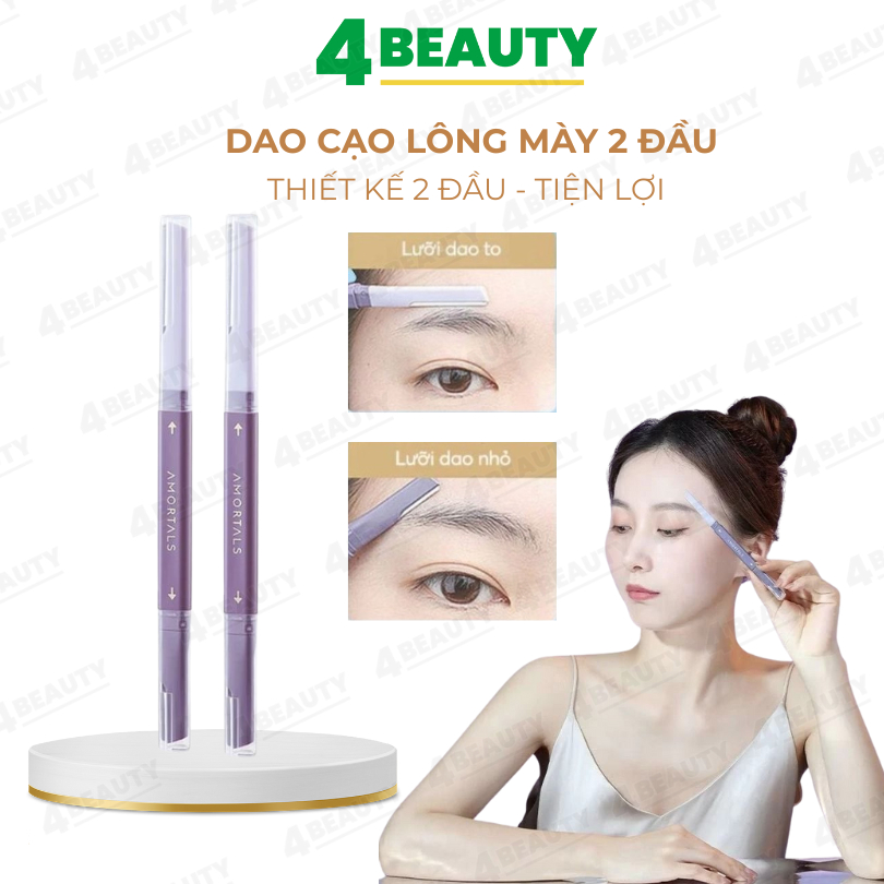 AMORTALS Dao Cạo Lông Mày Hai Đầu Tiện Dụng Tỉa Lông Mày Cạo Râu Tiện Lợi 4 Beauty
