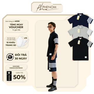  Áo Polo Thom Browne Sọc Tay QC Siêu Nét - Polo Nam vải Nỉ Chân Cua Cao Cấp - Phenom Luxury 
