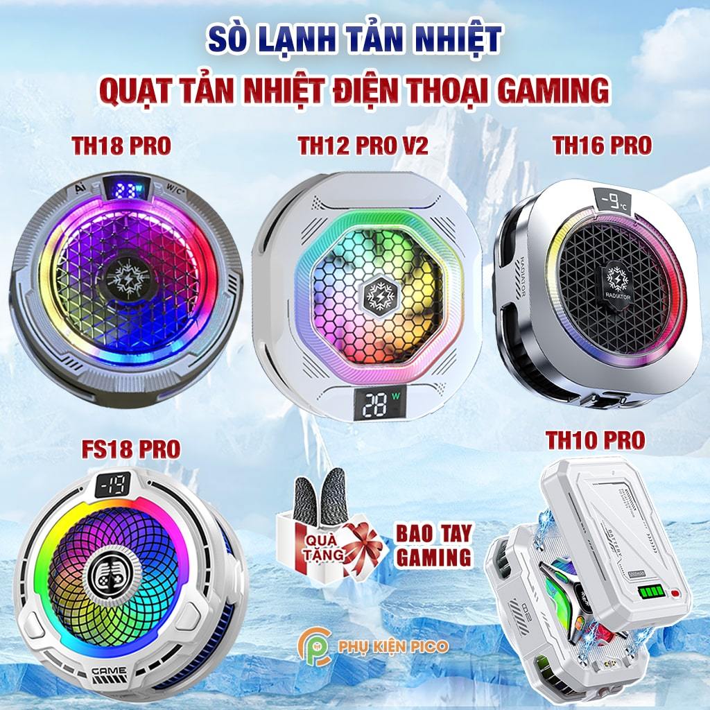 Quạt tản nhiệt điện thoại sò lạnh TH12 Pro / TH16 / TH18 / TH10 Pro / FS18 Pro Siêu lạnh màn hình hi