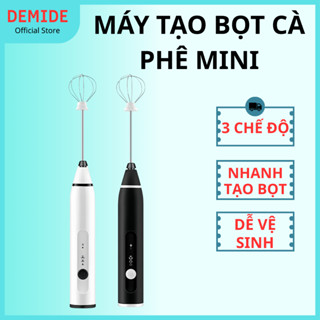 Máy tạo bọt cafe DEMIDE, máy đánh trứng cầm tay 3 cấp độ nhỏ gọn hỗ trợ sạc pin tiện lợi