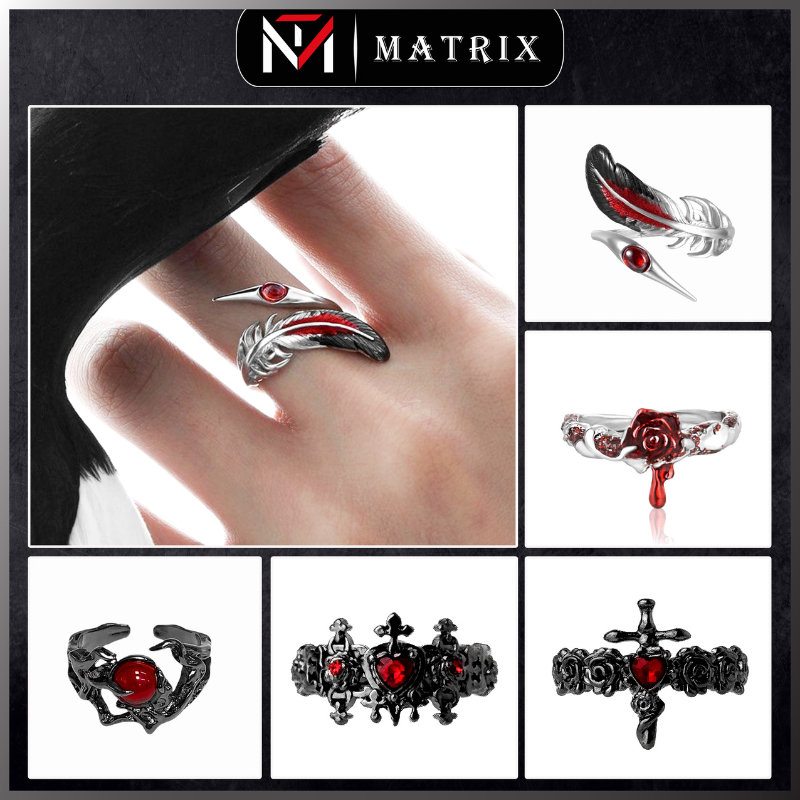 Nhẫn Chrome Heart Phong Cách Retro - Phụ Kiện Nam Nữ Màu Bạc Không Gỉ Style Unisex - Nhẫn Nam Titan Street Style Matrix