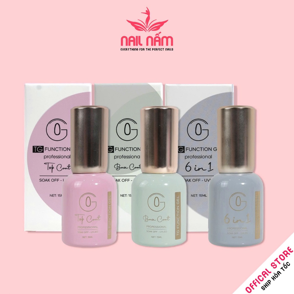 Base, top coat, 6in1 hãng TG cọ mảnh cao cấp chai 15ml.