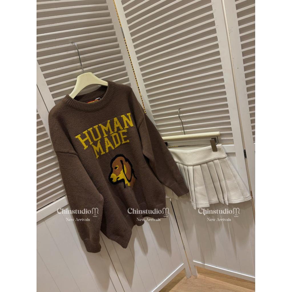 (SẴN CÚN) 𝗖𝗵𝗶𝗻𝘀𝘁𝘂𝗱𝗶𝗼 🐻 ÁO LEN HUMAN MADE FORM GIẤU QUẦN