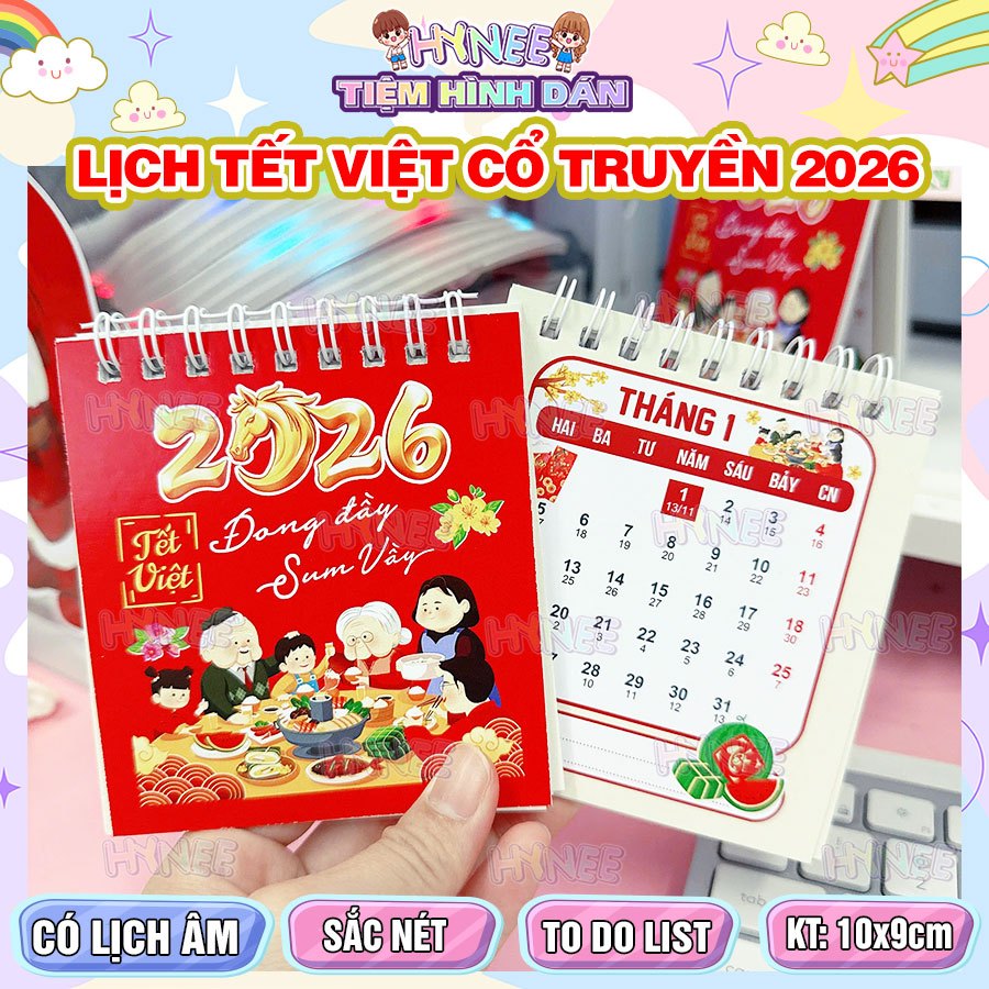 Lịch Tết 2026 Cổ Truyền Kèm To Do List - Sổ Tay Lịch 2026 Có Lịch Âm Tiện Lợi Kèm Các Sticker Tết Vi