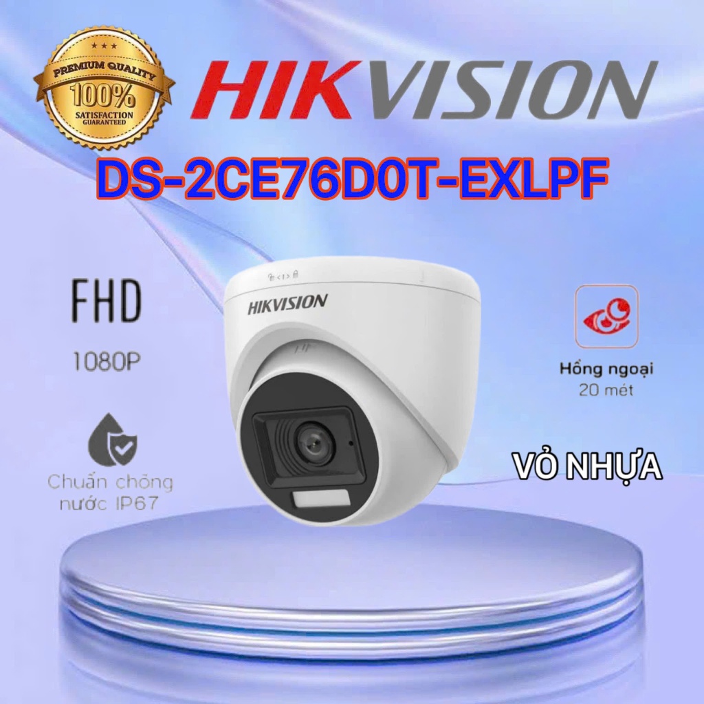 Camera HDTVI 2MP Dome Dual Light HIKVISION DS-2CE76D0T-EXLPF