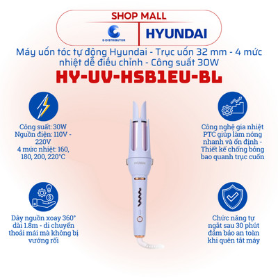 [HỎA TỐC] Máy uốn tóc tự động Hyundai HY-UV-HSB1EU-BL - Hàng chính hãng