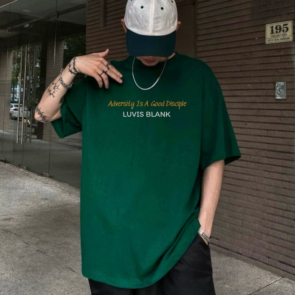 [T-Shirt] LUVIS BLANK Xanh Ve Chai in logo basic định lượng 270GSM Form Orversize