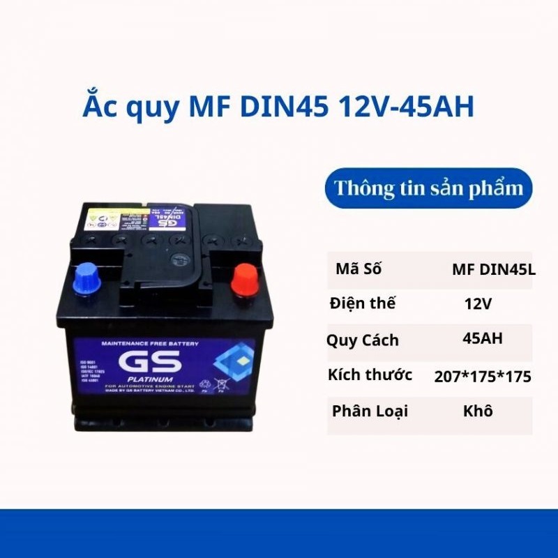 [Hỏa tốc] Ắc quy DIN45L(43Ah~45Ah) 12v bình accu cọc chìm 45Ah dùng cho xe Fadil, Accent, Toyota Cro