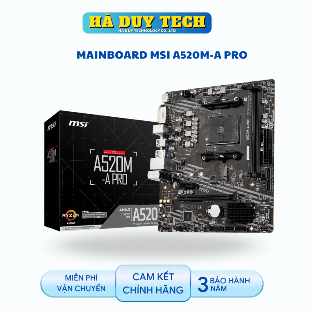 MAINBOARD MSI A520M-A PRO - Cam Kết Chính Hãng - BH 36T - Ha Duy Tech