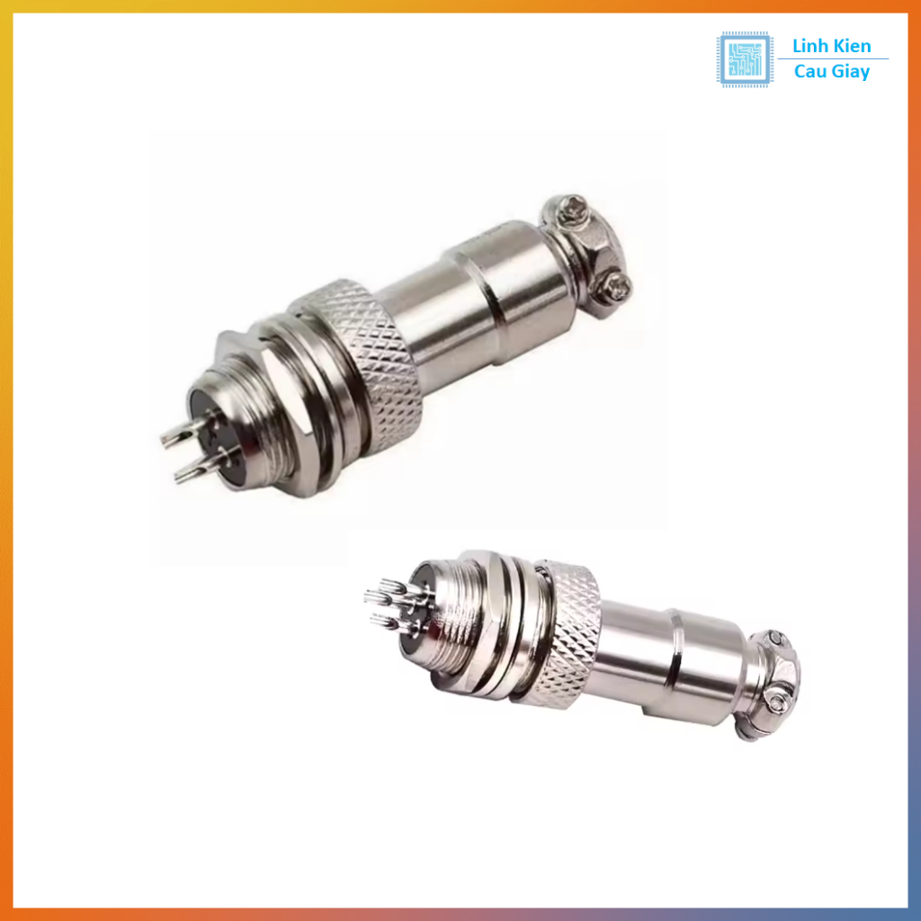 Bộ Jack đực cái GX12 - đầu nối tròn ren vặn
