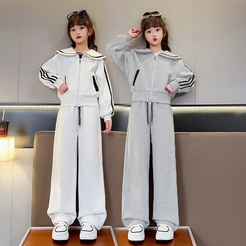 Set áo khoác hải quân kèm quần suông cho bé gái BEESHOP D24012