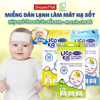  Miếng dán hạ sốt nhanh Licokid cho bé - hạ sốt giảm đau làm mát cơ thể  Hộp 6 miếng  