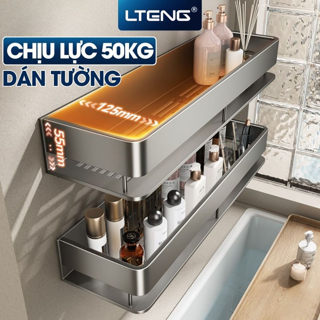Kệ để đồ nhà tắm LTENG dán tường bằng keo hoặc ốc vit, chất liệu nhôm cao cấp, chống gỉ