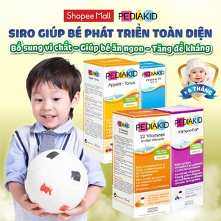  Siro Pediakid cho bé giúp ăn ngủ ngon tăng đề kháng bổ sung D3 22 vitamin khoáng chất  C 125ml  