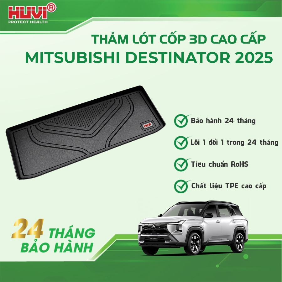 Thảm lót cốp 3D Destinator 2025+ Huvi Việt Nam Thảm đúc HUVI CAO CẤP KHÔNG MÙI - KHÔNG ẨM MỐC - DỄ V