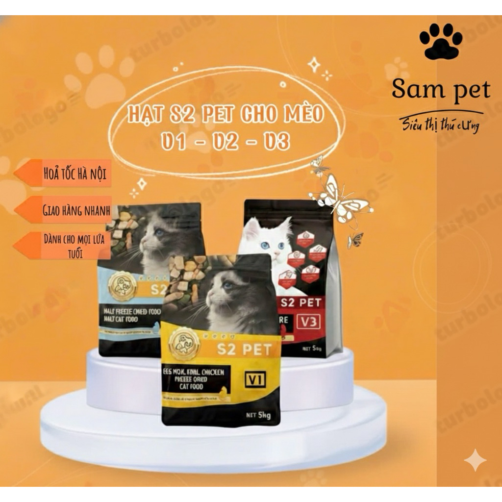hạt mèo S2 PET V1 , V2,V3 ,1kg siêu topping thịt sấy cho mèo mọi lứa tuổi