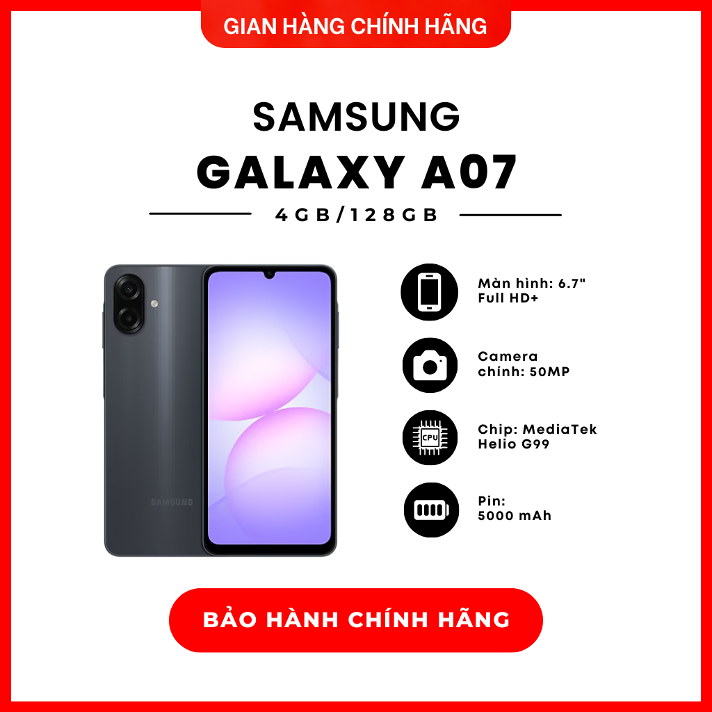 Điện thoại Samsung Galaxy A07 4G 4GB/128GB - Hàng Chính Hãng