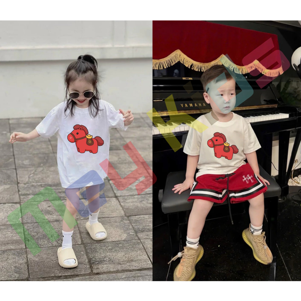 Áo Thun Ngựa Tài Lộc Cho Mẹ Và Bé Mey Kids,Chất Liệu Cotton Co Giãn Thoáng Mát TN-006