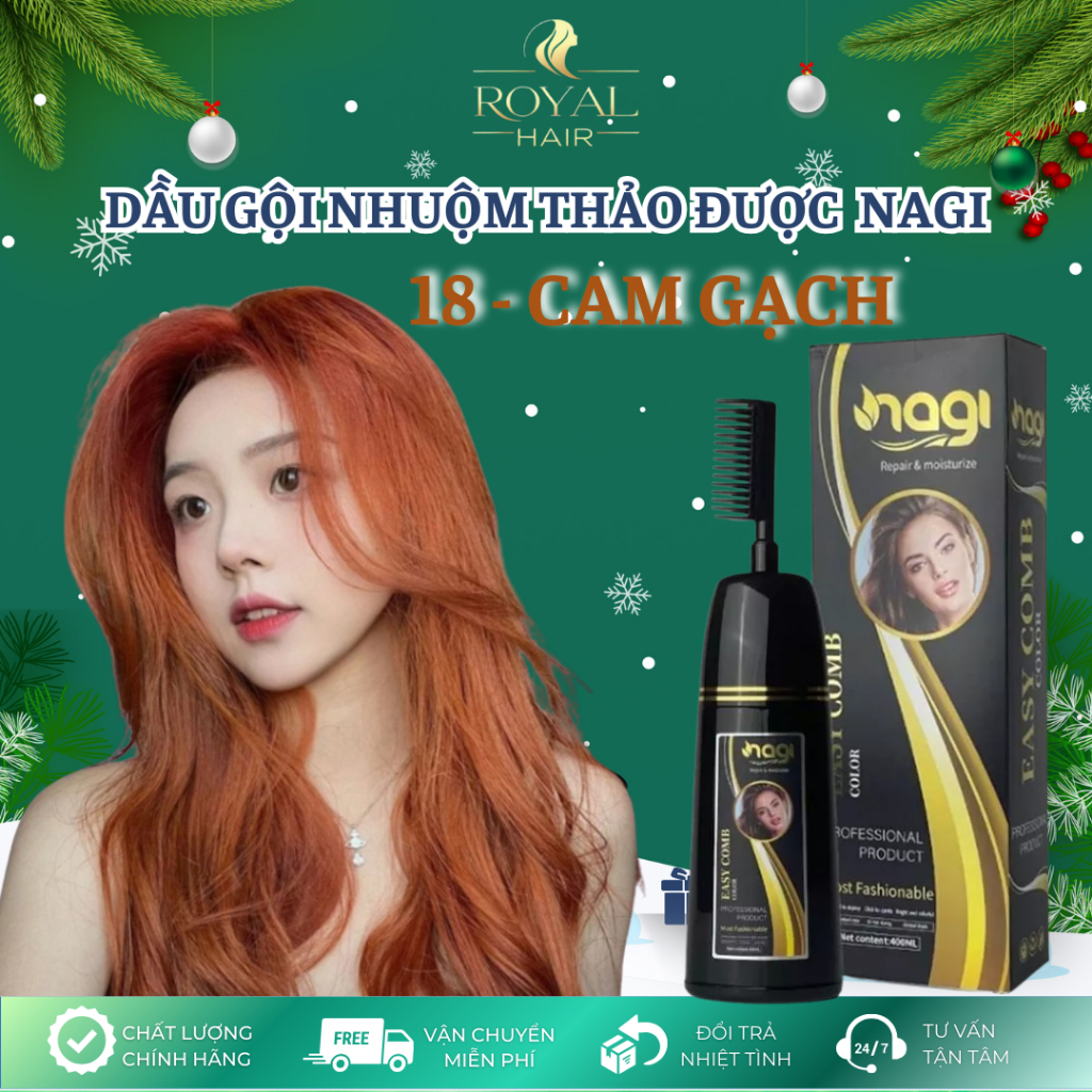 Dầu gội nhuộm tóc Nagi màu CAM GẠCH DIRTY ORANGE 18 chai 400ml dầu gôi thảo dược