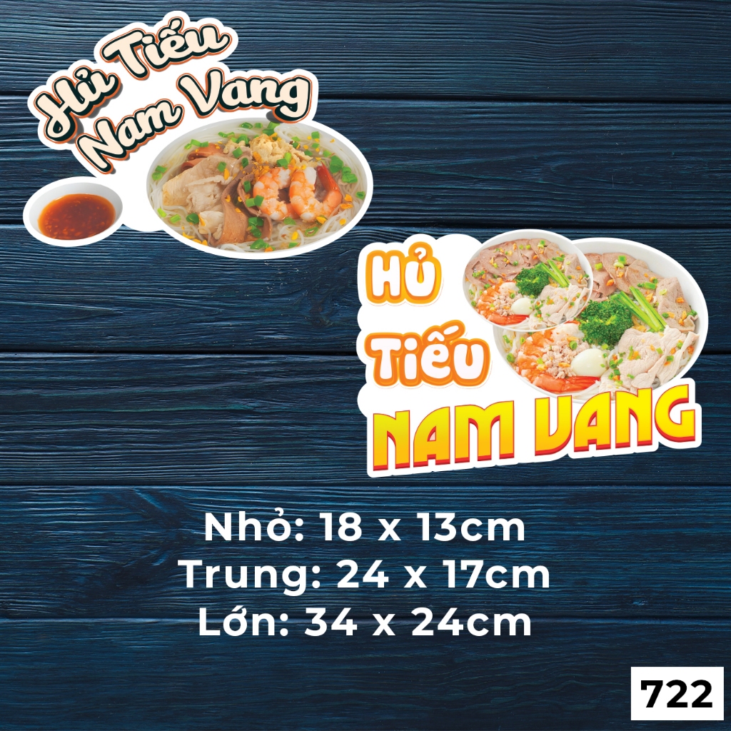 Mẫu tem decal dán HỦ TIẾU NAM VANG, bán đồ ăn vặt thức uống - MÃ 722