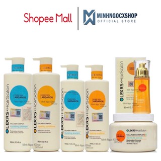 Combo dầu gội xả, kem ủ tóc, dầu dưỡng phục hồi chống rụng OLEXRS + HairSalon Collagen Complex