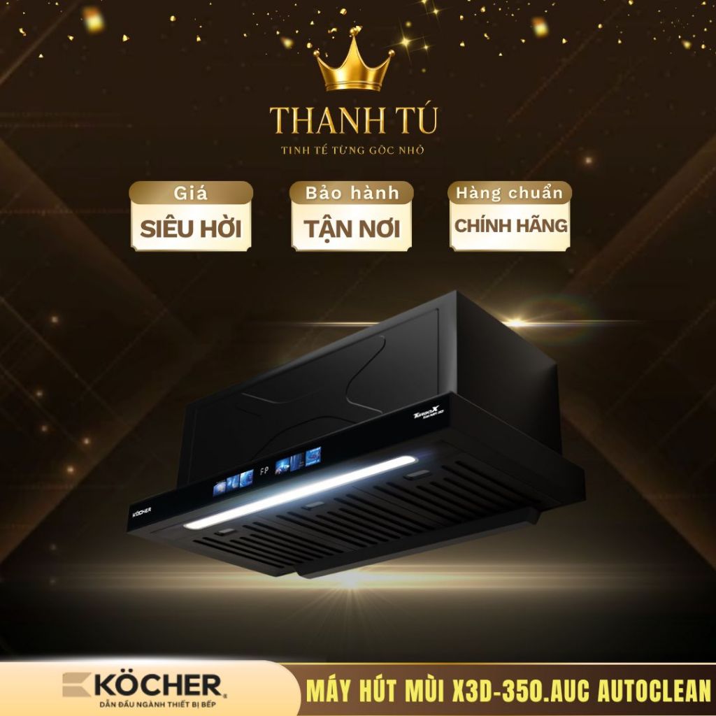 Máy Hút Mùi Kocher Smart 3D X3D-350D Auto Clean – Khử Mùi Mạnh, Tự Làm Sạch, Thiết Kế Hiện Đại