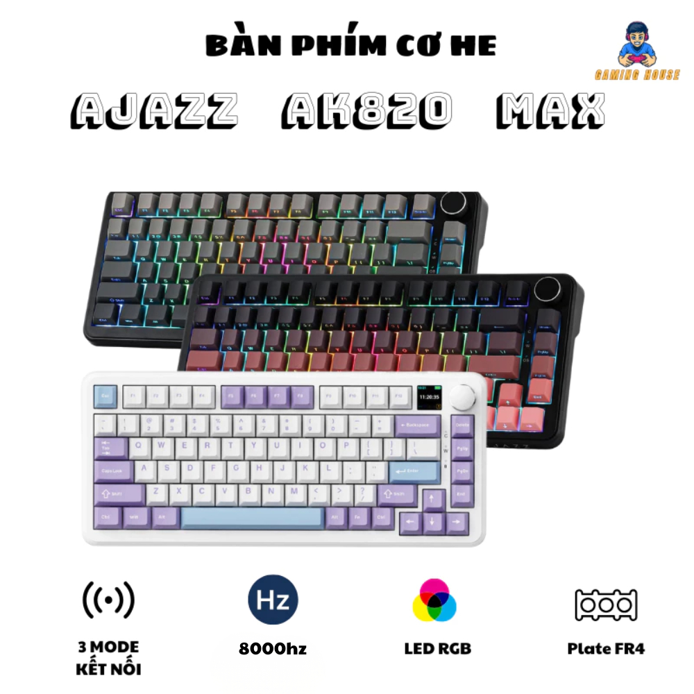 Bàn phím cơ gaming HE Rapid Trigger AJAZZ AK820 MAX - Magnetic Switch - Plate FR4 - Led RGB
