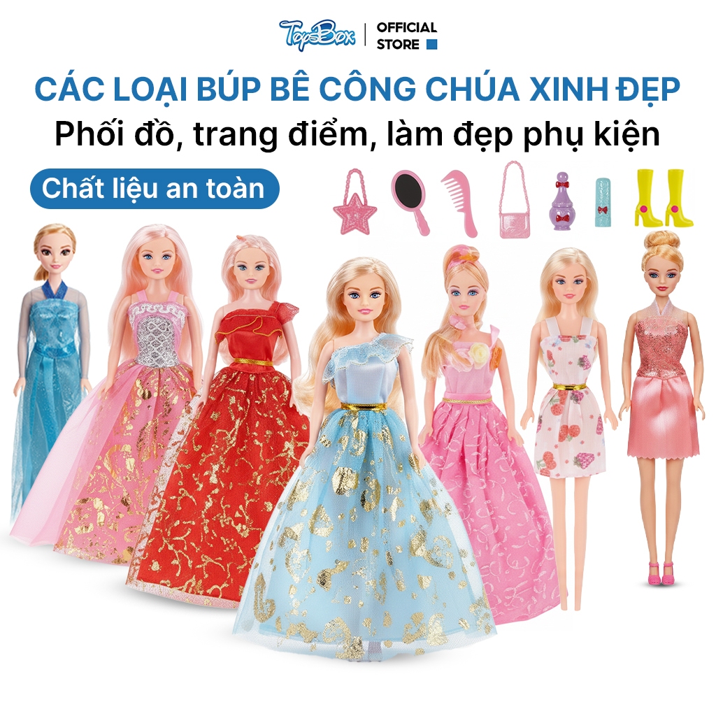 Búp Bê Công Chúa Thời Trang Cho Bé Gái, Bộ Đồ Chơi Búp Bê Phối Váy Dạ Hội Kèm Phụ Kiện Làm Đẹp