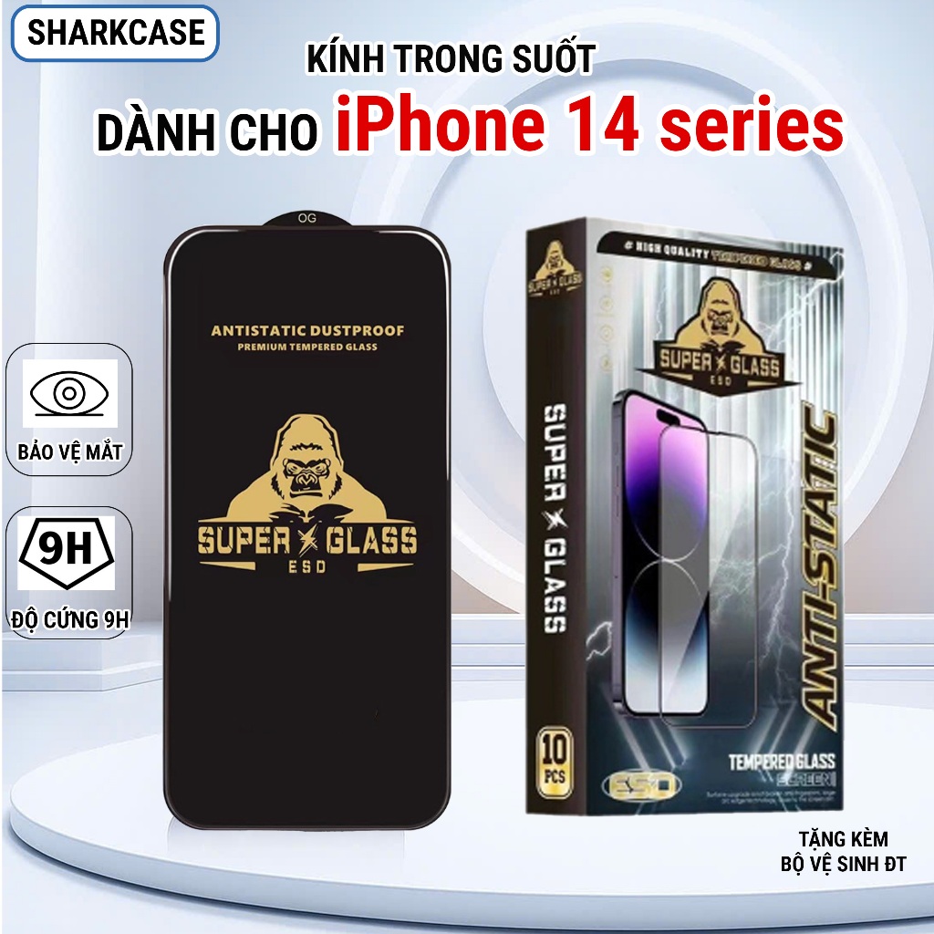 Kính cường lực iPhone 14, 14 pro max plus cao cấp trong suốt Miếng dán bảo vệ màn hình đt ip