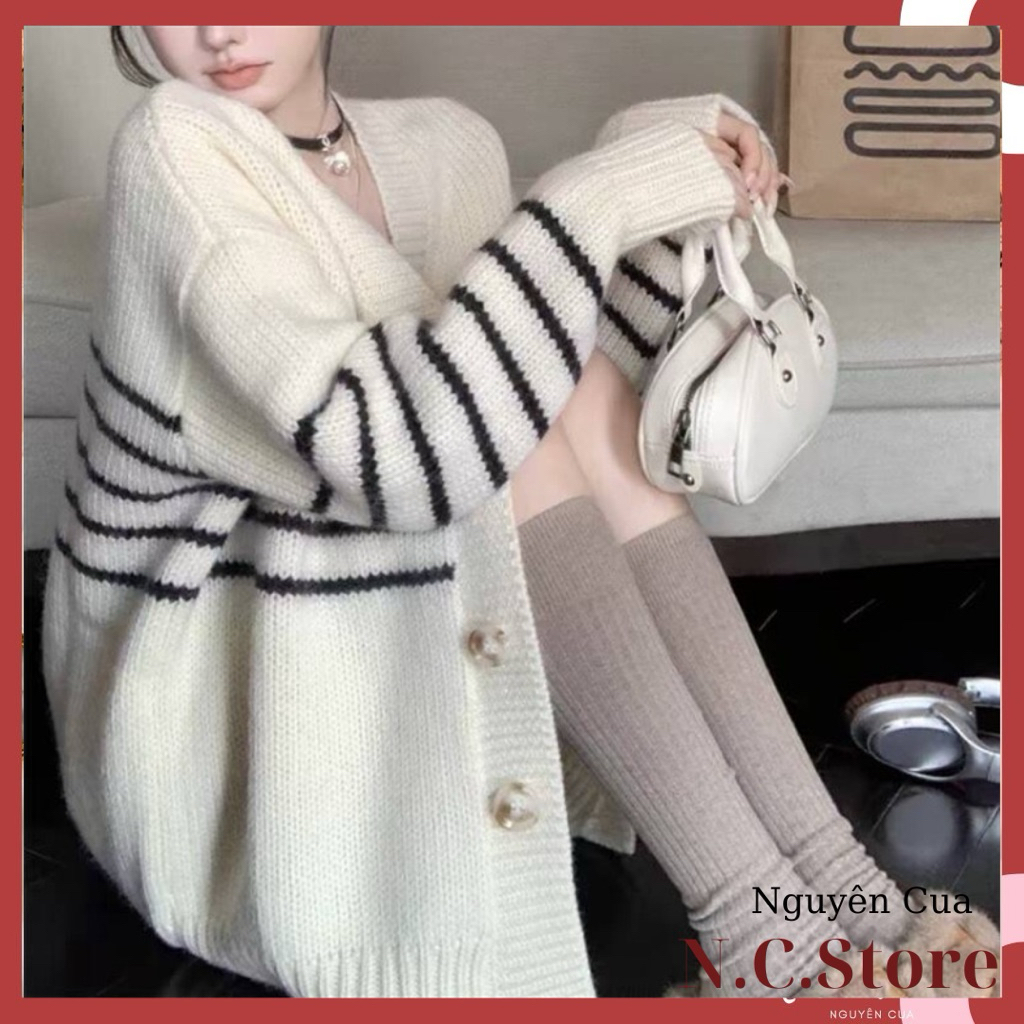 Áo Khoác Dài Tay Kẻ Ngang Tay Bom Cực Đẹp