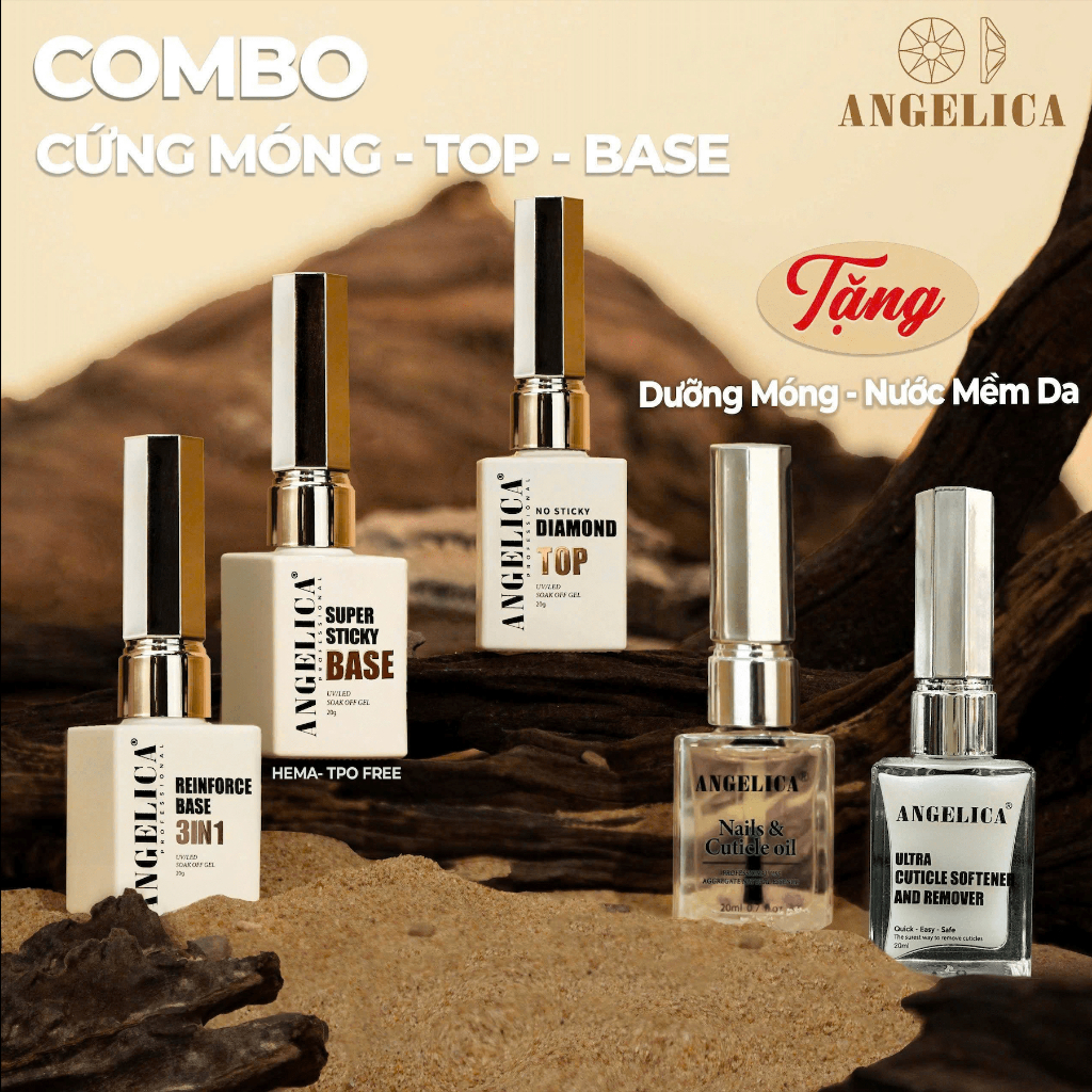  Sơn móng gel Base Top cường lực siêu bóng siêu bền nail chính hãng ANGELICA 15ml 