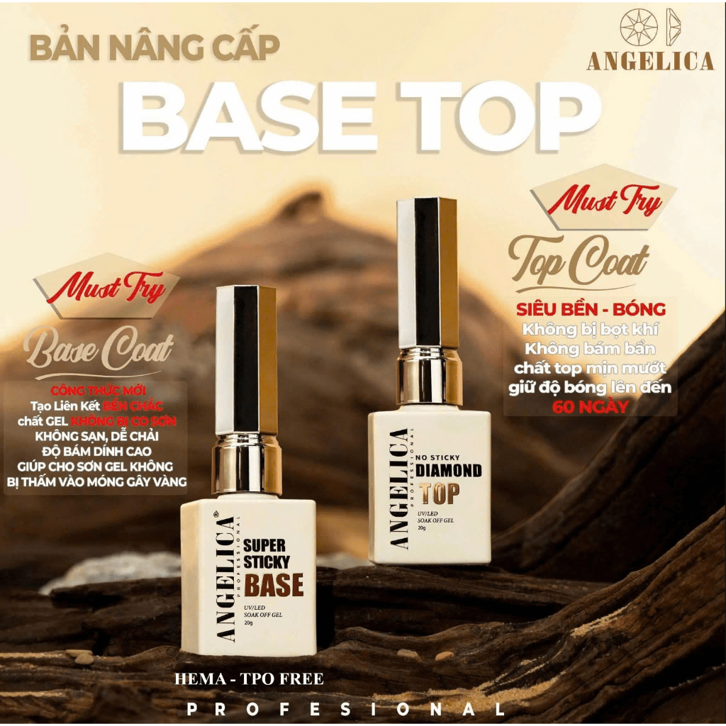 Bộ Công Năng Siêu Cấp ANGELICA Base , Top ,Cứng Móng ,Biab ,Sơn Gel Màu Chuẩn Bản Nâng Cấp Chai 20g