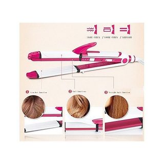 Máy uốn duỗi bấm tạo kiểu tóc 3in1 MÀU HỒNG