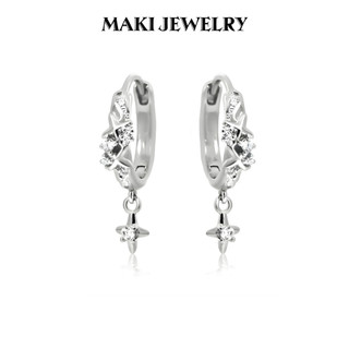 Khuyên Tai Ngôi Sao Mạ Bạc S925 Đính Đá Zirconia – Bông Tai Vòng Xỏ Lỗ Nam Nữ Sang Trọng Thời Trang Maki Jewelry