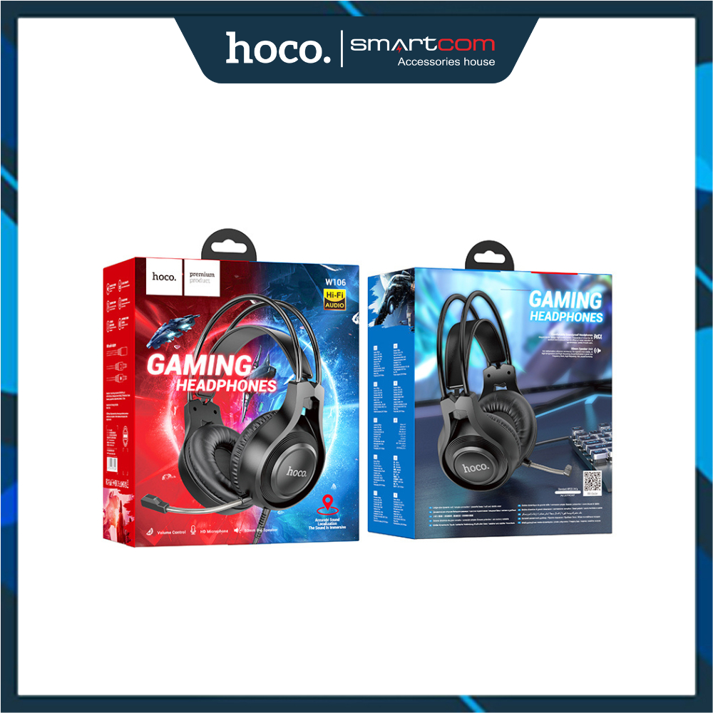 Tai nghe GAMING chụp tai cao cấp Hoco W106 có mic đàm thoại, tích hợp dây cắm máy tính - Bảo hành 12 tháng | BigBuy360 - bigbuy360.vn