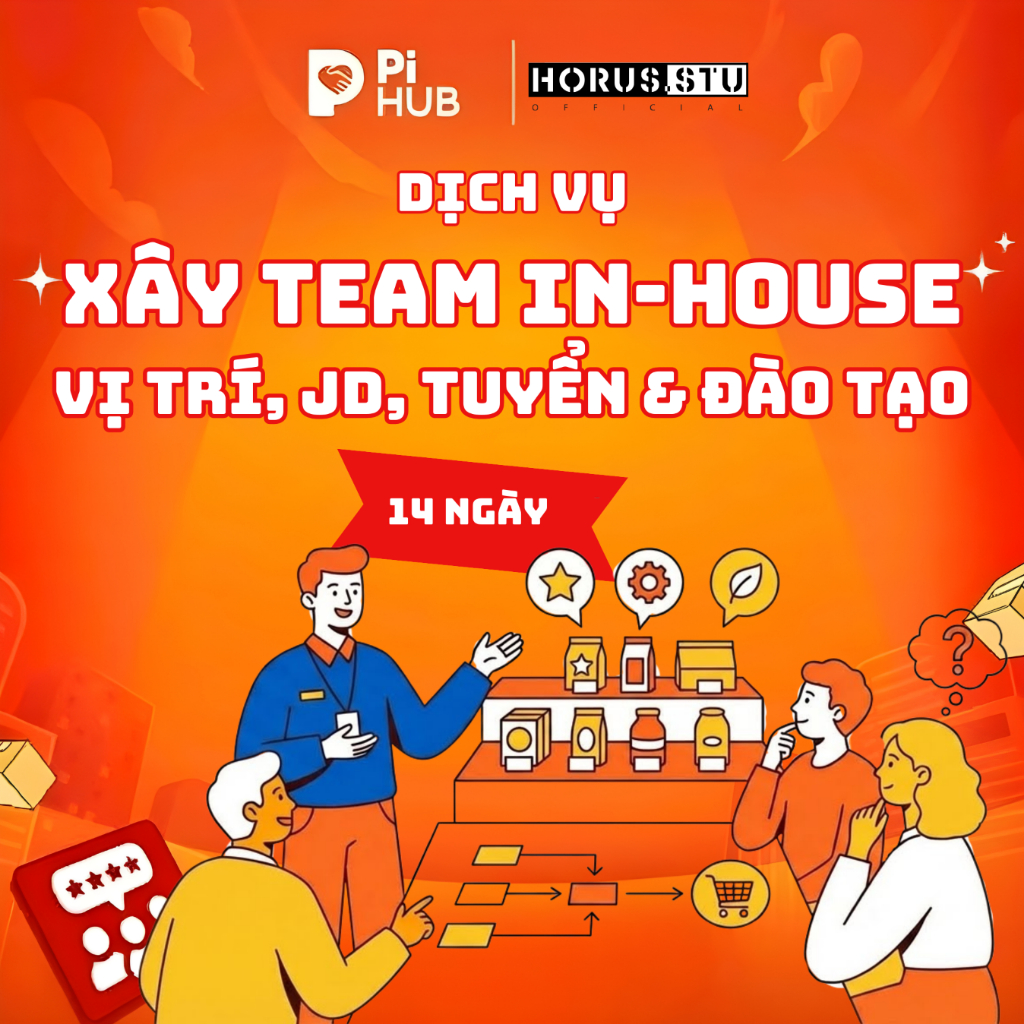 Dịch vụ Xây team in-house: vị trí, JD, tuyển & đào tạo (14 ngày) - Sơ đồ nhân sự tối thiểu; chương t