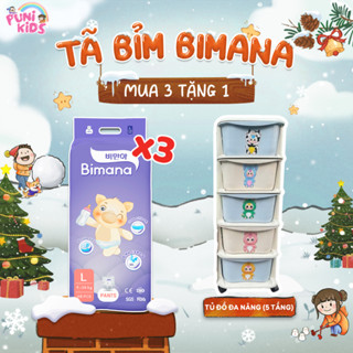   3BM  TẶNG TỦ ĐỒ ĐA NĂNG 5 TẦNG   03 BỊCH Tã Bỉm NgàyĐêm BIMANA HÀN QUỐC chất lượng,mềmmại,antoàn,thấmhúttốt size NB-3XL 