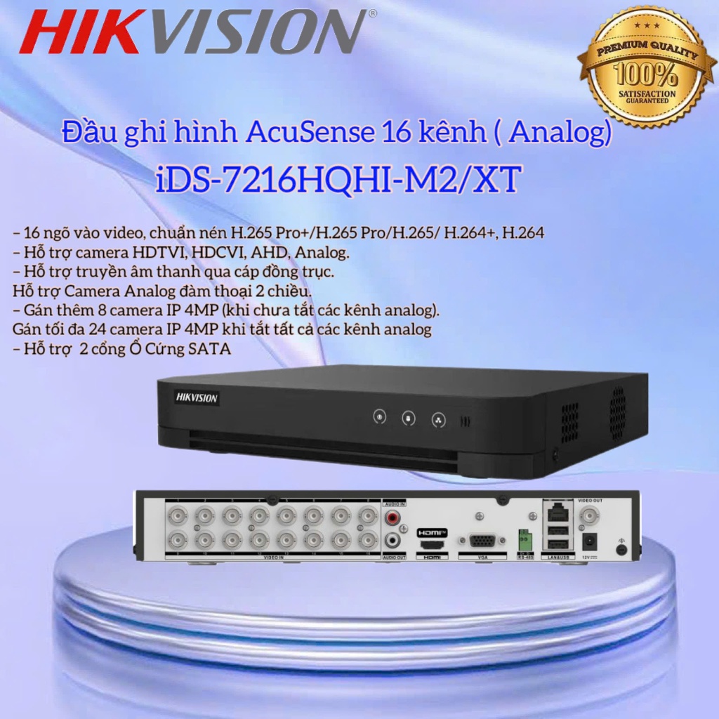 Đầu ghi hình 16 kênh Turbo AcuSense HIKVISION iDS-7216HQHI-M2/XT,Hỗ trợ camera Analog đàm thoại 2 ch