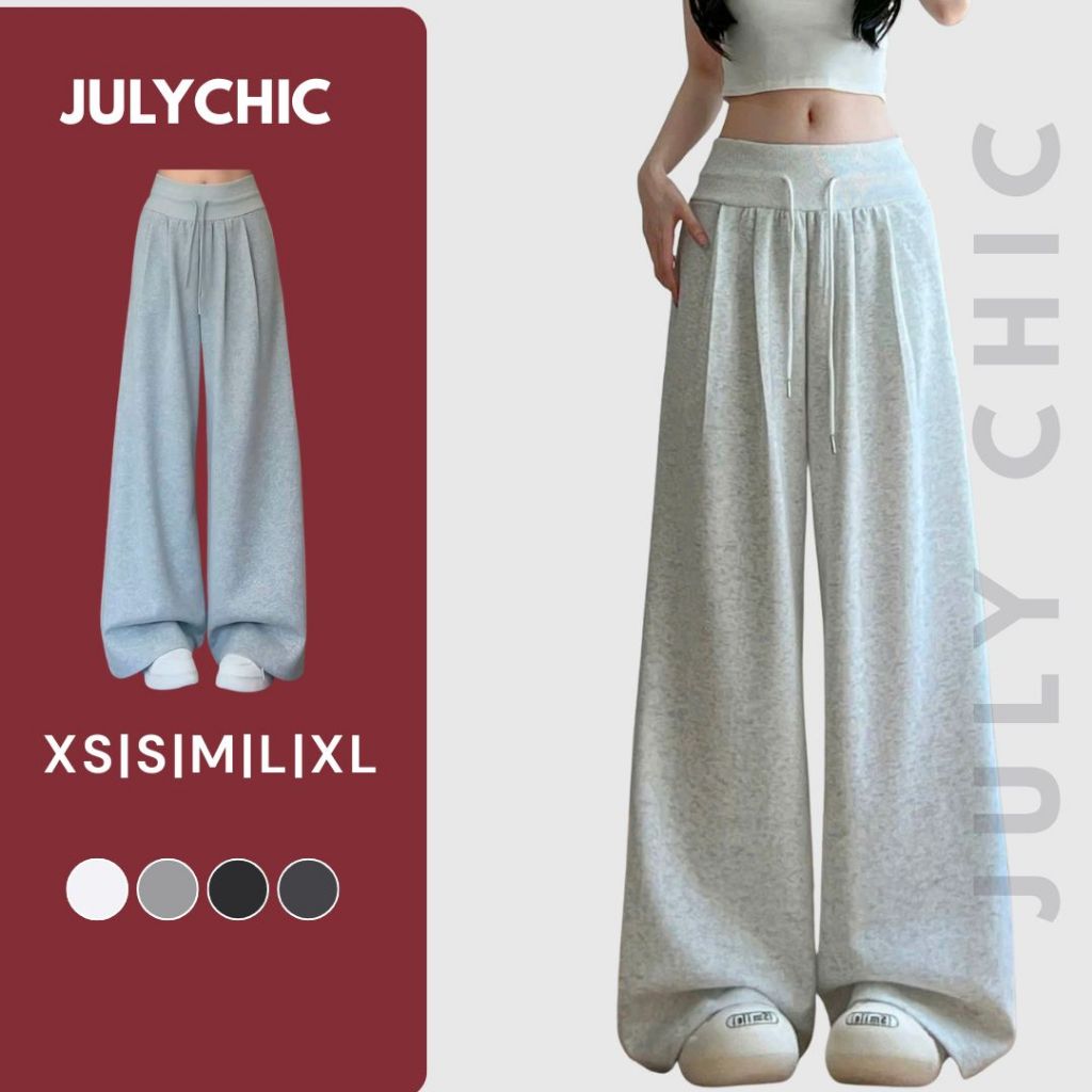 [GIẢM 20K 15/1] Quần Nỉ 2 Da Ống Rộng Lưng Bản To Dây Rút 6 Màu JULY CHIC Loại 1 Phối Viền V3 Siêu H