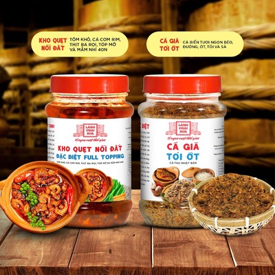 COMBO 2 món Kho quẹt nồi đất 250g và Cá giã tỏi ớt 90g Làng Chài Xưa - Loại đặc biệt