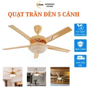 Quạt Trần Pha Lê 5 Cánh QT6003, Sải Cánh 1m32, 55w, 6 Cấp Độ Gió, Đèn 3 Màu, Chế Độ Xoay Đảo Chiều