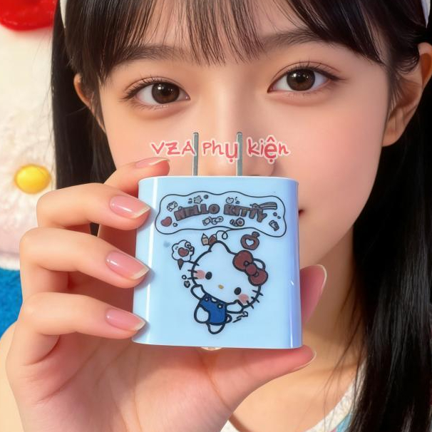 VZA Phụ kiện Bộ sạc nhanh Hello Kitty iPhone 30W USB 20W sạc điện thoại di động nhanh hơn pd 30w ABS